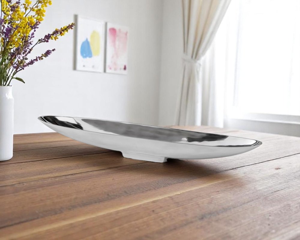 20" Contempo Shiny Silver Short Boat Tray