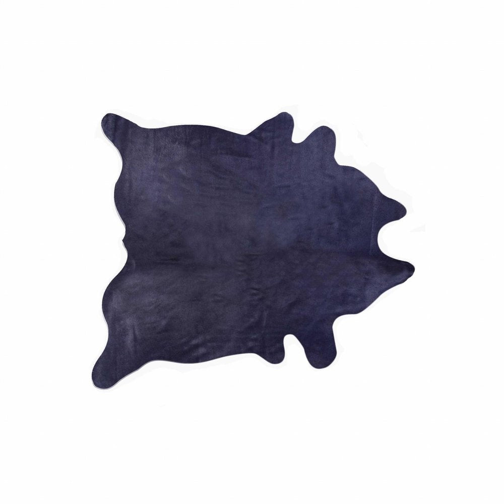 5' X 7' Navy Blue Cowhide Area Rug