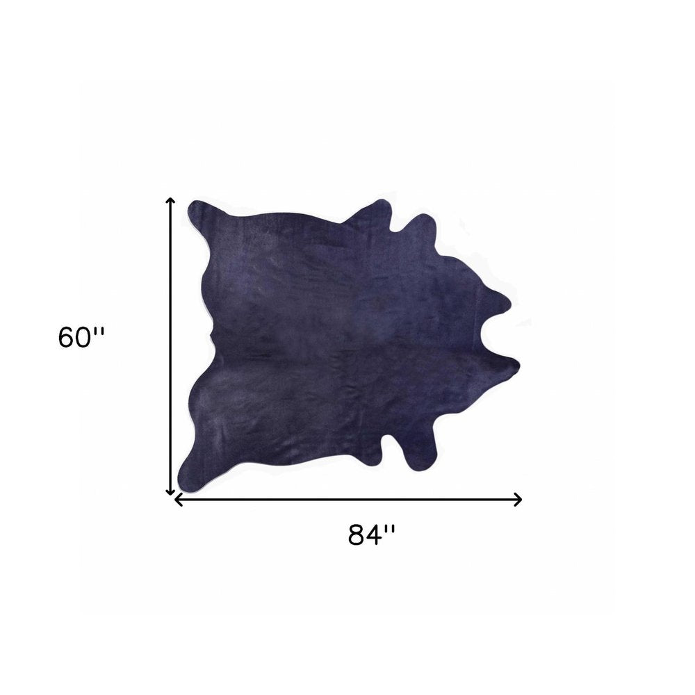 5' X 7' Navy Blue Cowhide Area Rug