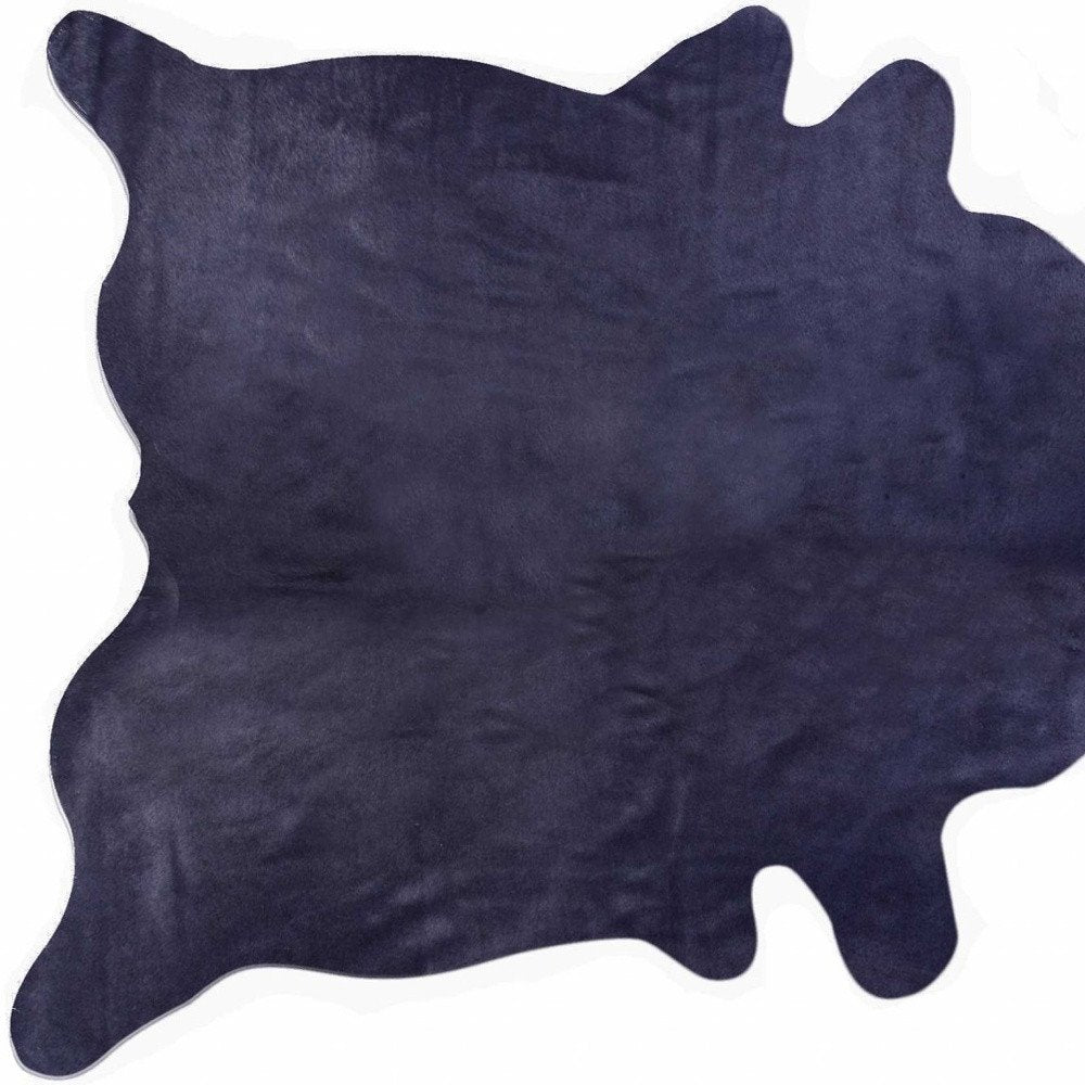 5' X 7' Navy Blue Cowhide Area Rug