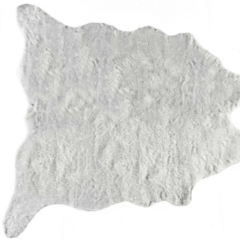 5' X 8' Gray Faux Fur Washable Area Rug