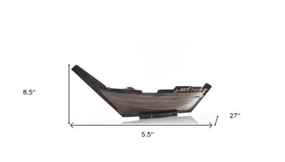 6" Dark Brown Novelty Wood Serving Tray With Handles
