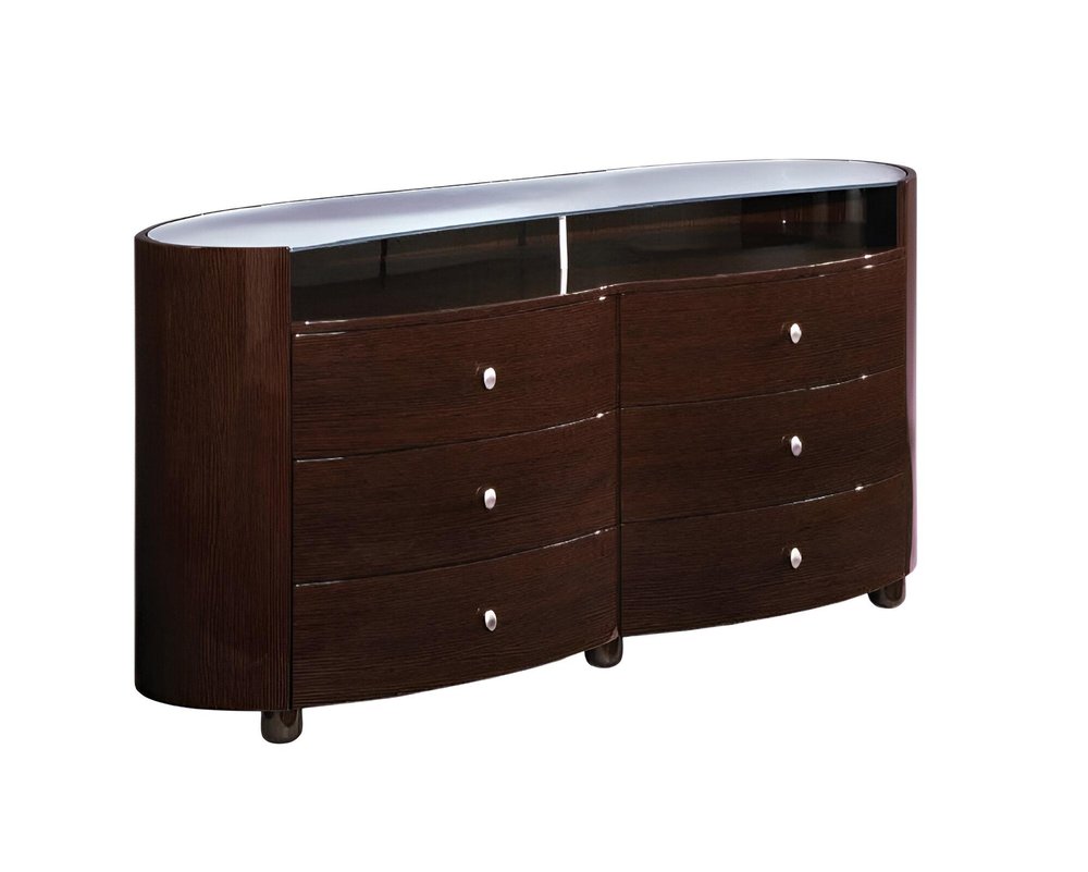 39" Brown Wood Five Drawer Dresser
