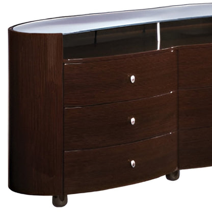39" Brown Wood Five Drawer Dresser