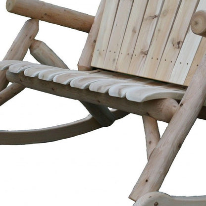 53" X 42" X 40"  Natural Wood Rocking Loveseat