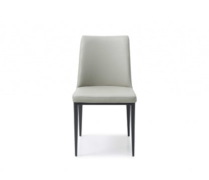 Set of Two Gray and Black Upholstered Faux Leather Dining Side Chairs