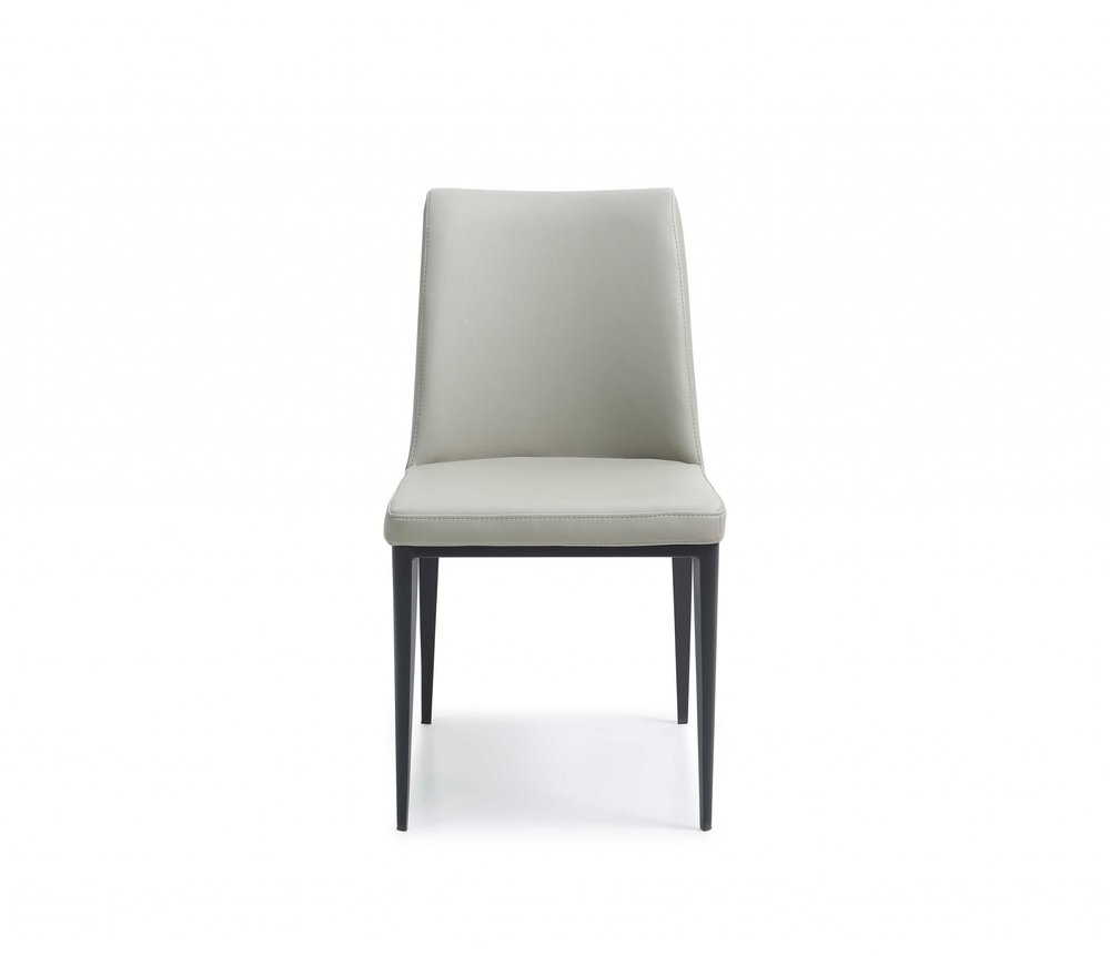 Set of Two Gray and Black Upholstered Faux Leather Dining Side Chairs