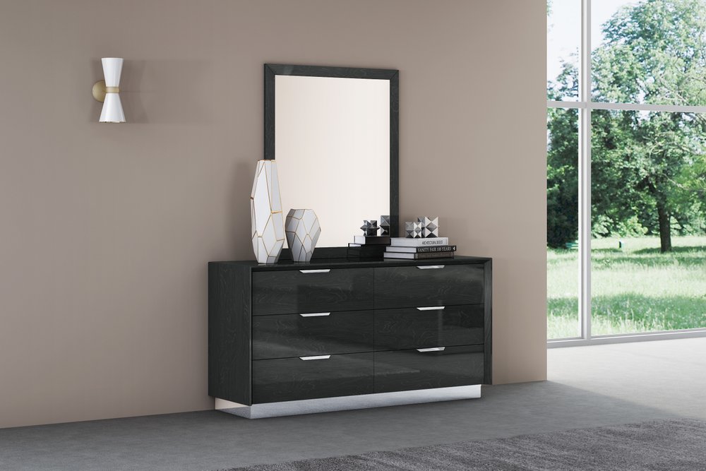 63" Grey Solid Wood Six Drawer Double Dresser