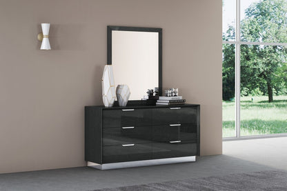 63" Grey Solid Wood Six Drawer Double Dresser