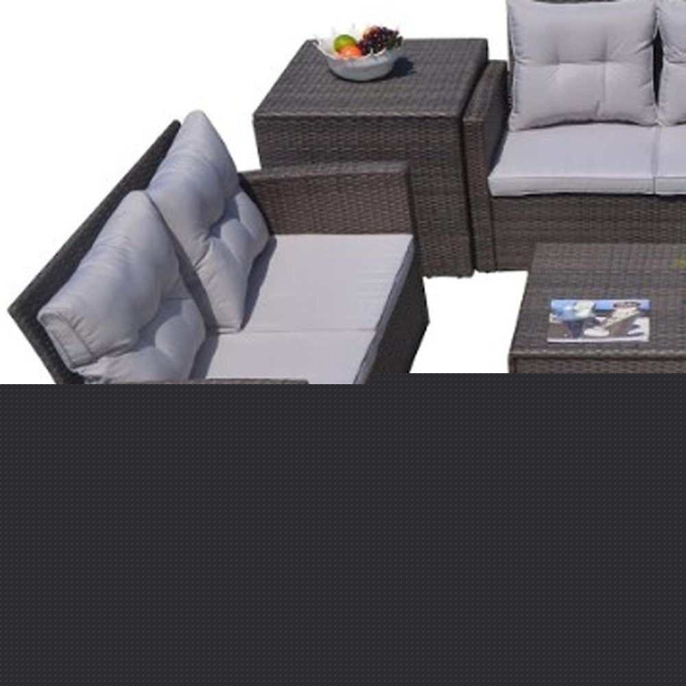 Six Piece Outdoor Brown Metal Sofa Seating Group With Cushions