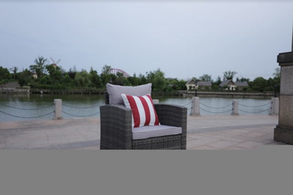 Six Piece Outdoor Brown Metal Sofa Seating Group With Cushions