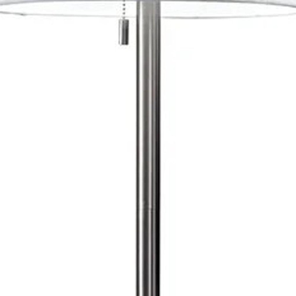 61" Brass Metal Floor Lamp With White Fabric Cylinder Shade