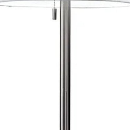 61" Brass Metal Floor Lamp With White Fabric Cylinder Shade
