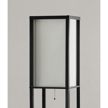 72" Black And White Solid Wood Column With White Cotton Shade