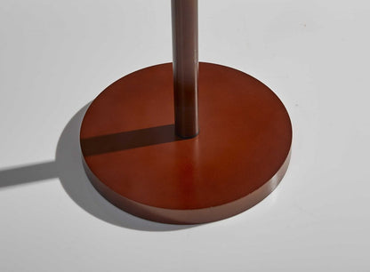 65" Brown Solid Wood Floor Lamp With Beige Linen Drum Shade
