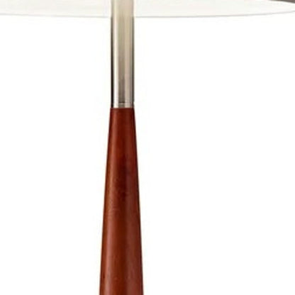 Brown And White Solid Wood Floor Lamp With White Fabric Drum Shade