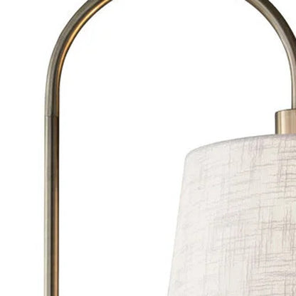 65" Black And Brass Tray Table USB Floor Lamp With Wood Shelf