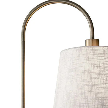 65" Black And Brass Tray Table USB Floor Lamp With Wood Shelf
