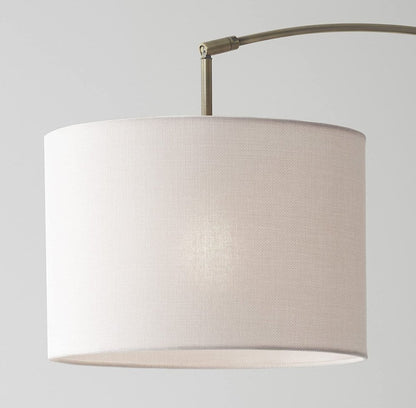 74" Silver Metal Arched Floor Lamp With Gray Linen Drum Shade