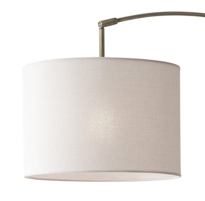 74" Silver Metal Arched Floor Lamp With Gray Linen Drum Shade