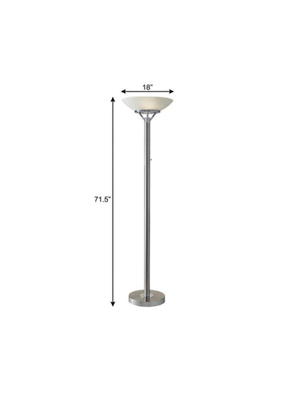 Frosted Glass Shade Uplighting Torchiere In Brushed Steel