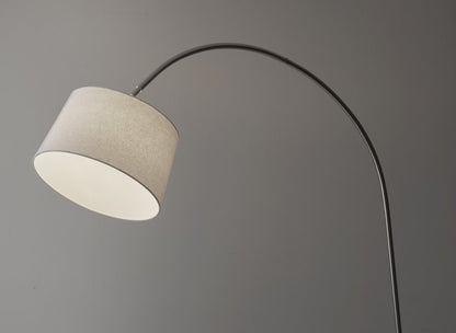 83" Silver Arc Floor Lamp With White Linen Empire Shade
