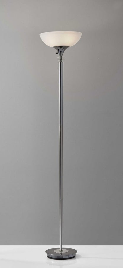72" Silver With White Glass Shade