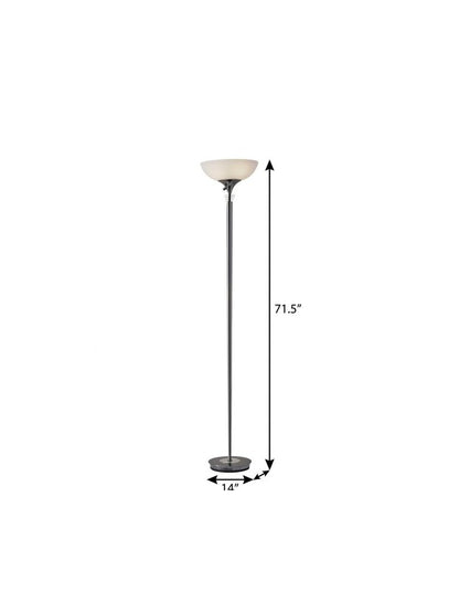 72" Silver With White Glass Shade