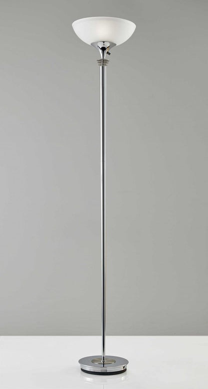 72" Silver With White Glass Shade