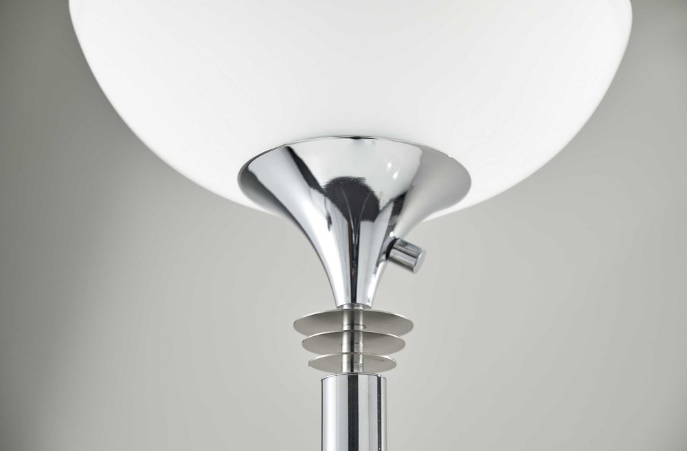72" Silver With White Glass Shade