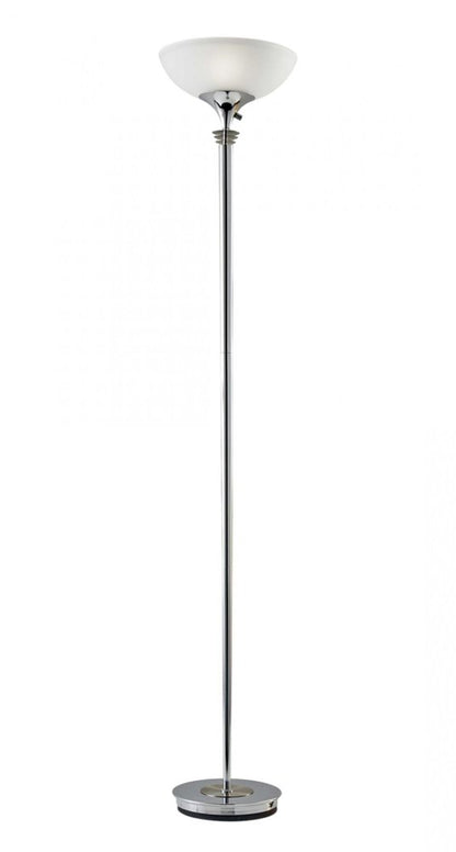 72" Silver With White Glass Shade