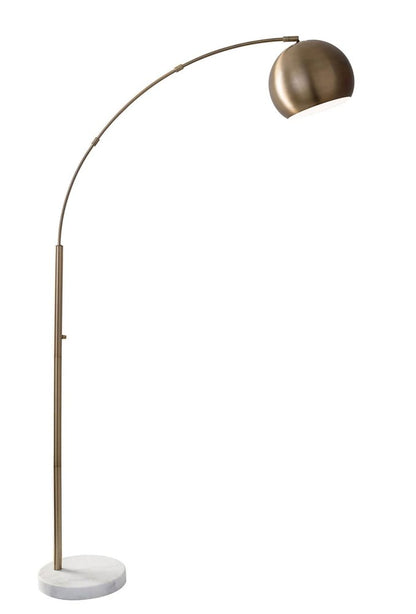 78" Brass Metal Arc Floor Lamp With Brass Metal Bowl Shade