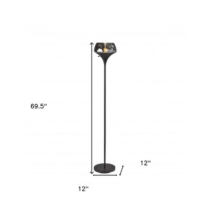 70" Black With Black Glass Shade