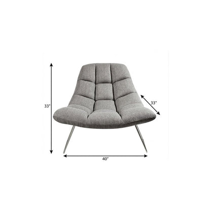 40" Gray and Silver Upholstered Tufted Butterfly Chair