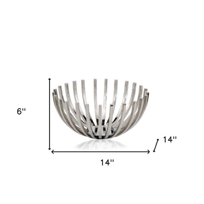 14" Silver Stainless Steel Decorative Bowl
