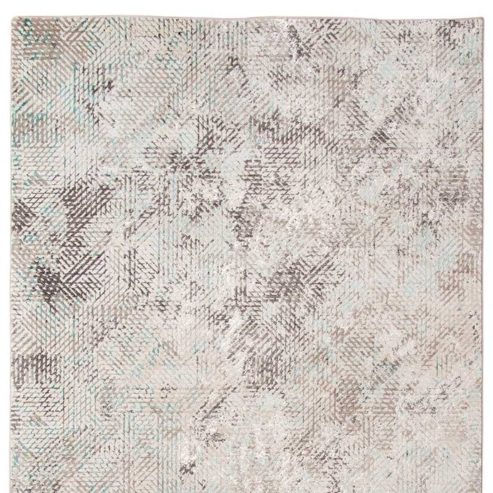 4' X 6' Ivory Black And Gray Abstract Handmade Area Rug