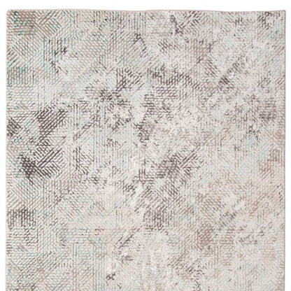 4' X 6' Ivory Black And Gray Abstract Handmade Area Rug