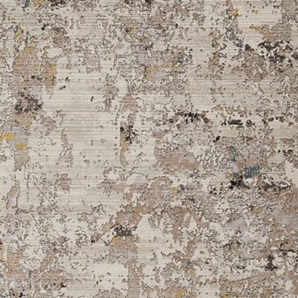 4' X 5' Beige Tan And Gold Abstract Area Rug