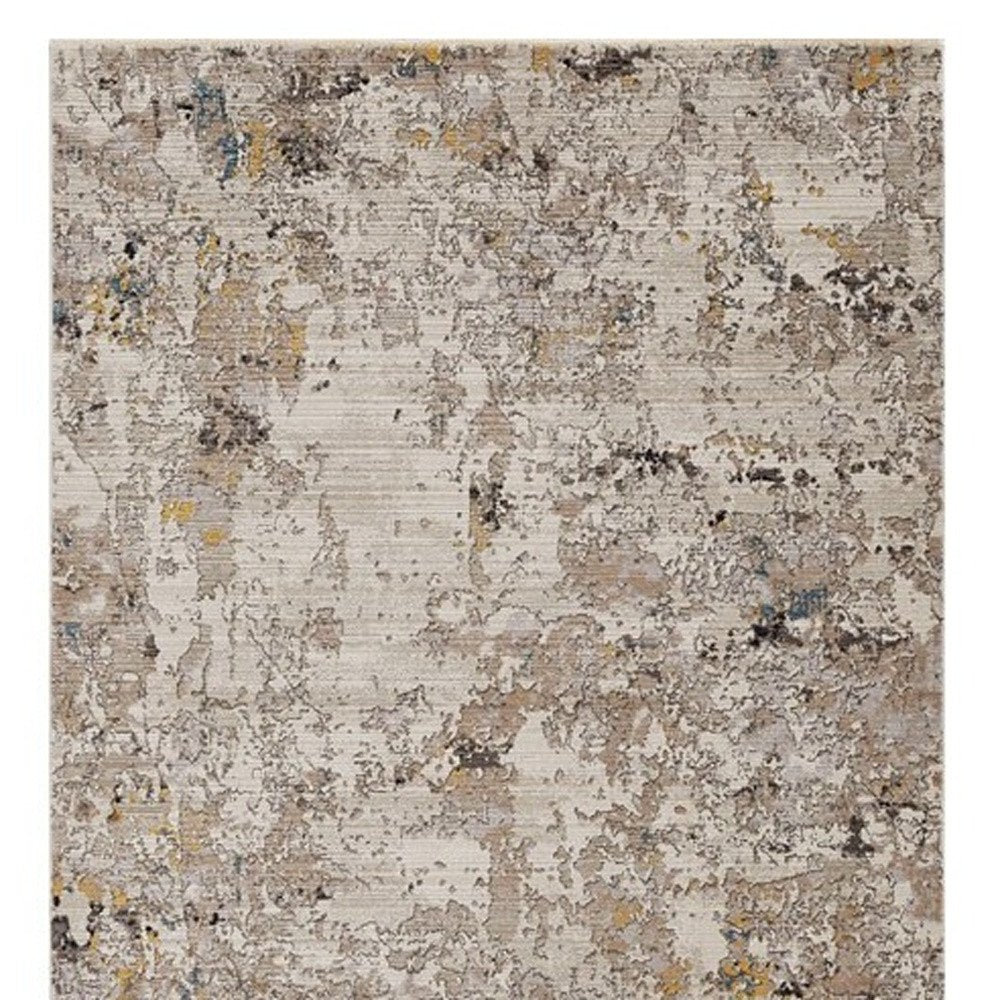 4' X 5' Beige Tan And Gold Abstract Area Rug