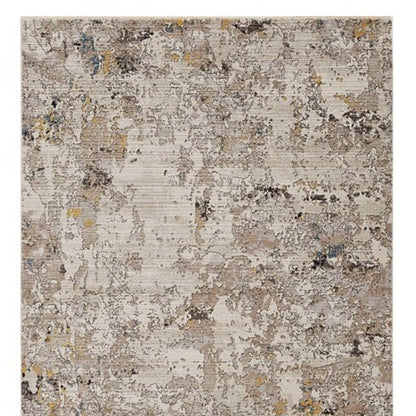 4' X 5' Beige Tan And Gold Abstract Area Rug