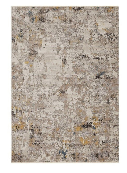 4' X 5' Beige Tan And Gold Abstract Area Rug