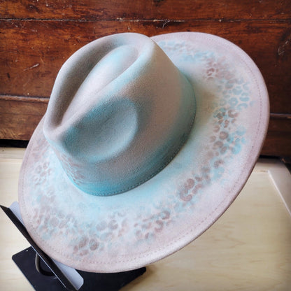Hand-Painted Leopard Boho Western Cowgirl Hat Only- Brown 986x