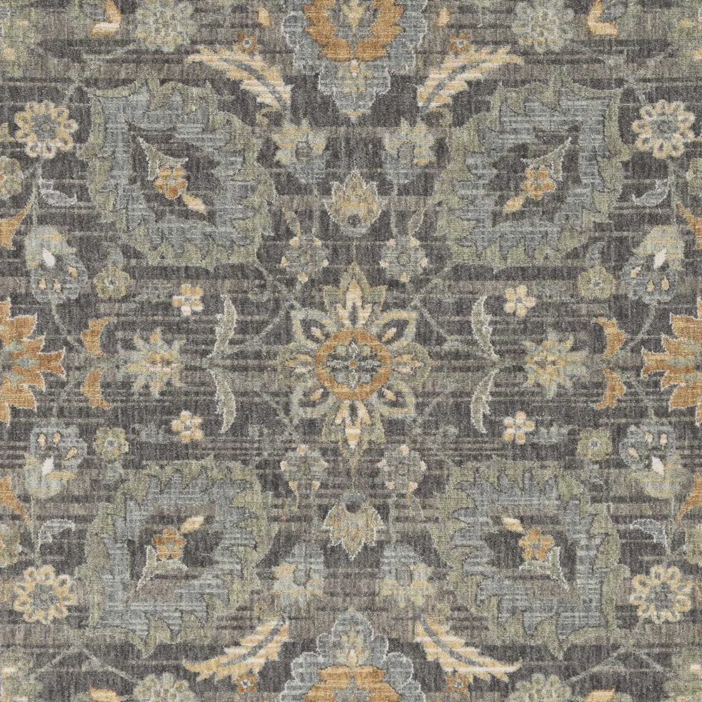 9' Taupe Orange And Gray Wool Floral Distressed Round Rug