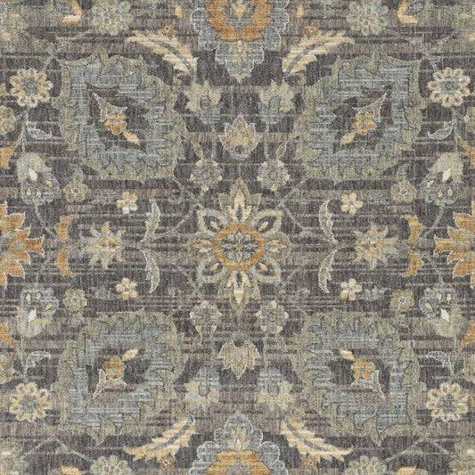 9' Taupe Orange And Gray Wool Floral Distressed Round Rug