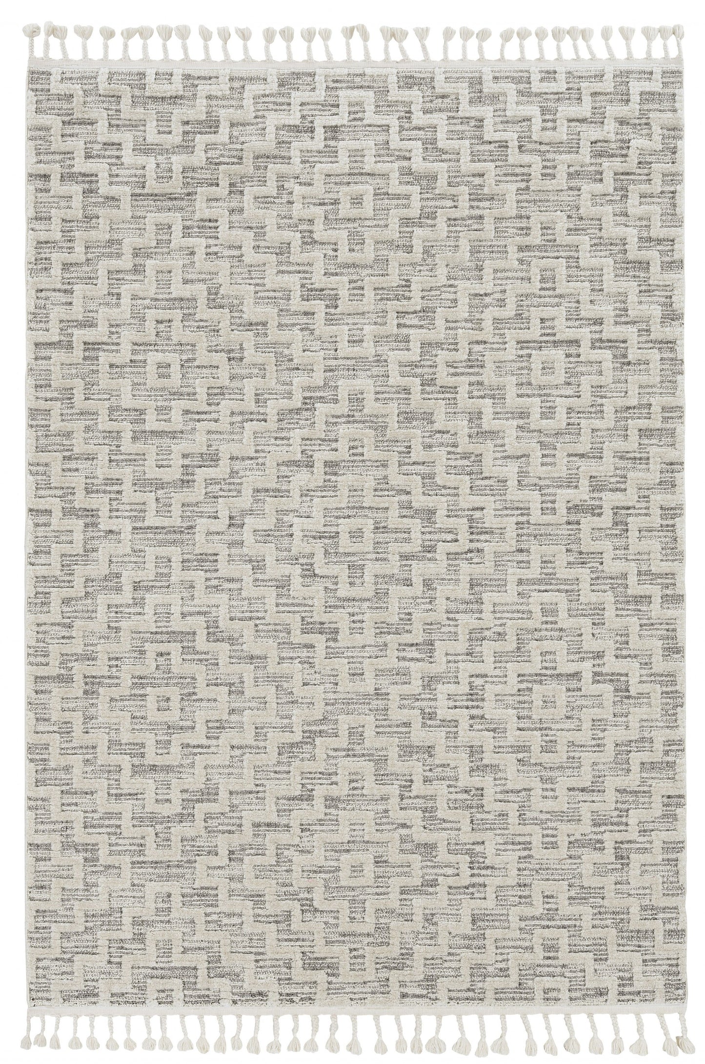 12' X 15' Gray and Ivory Geometric Area Rug
