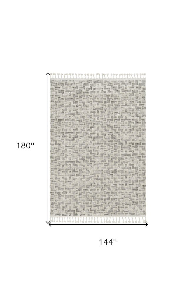 12' X 15' Gray and Ivory Geometric Area Rug