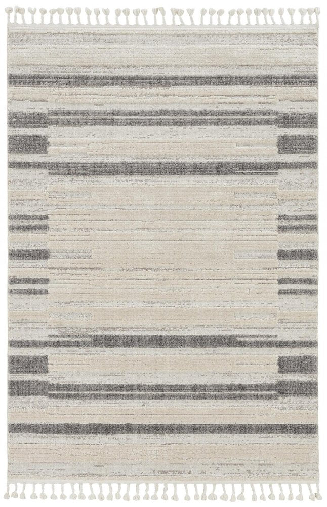 8' Gray And Ivory Abstract Runner Rug