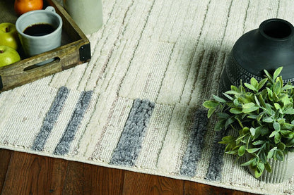 8' Gray And Ivory Abstract Runner Rug