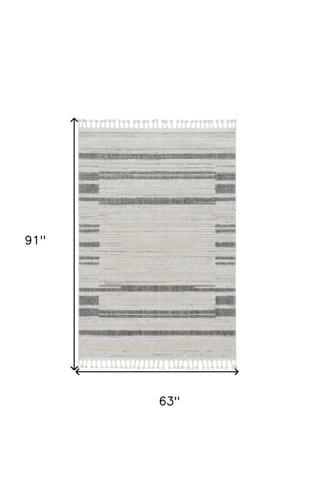 8' Gray And Ivory Abstract Runner Rug