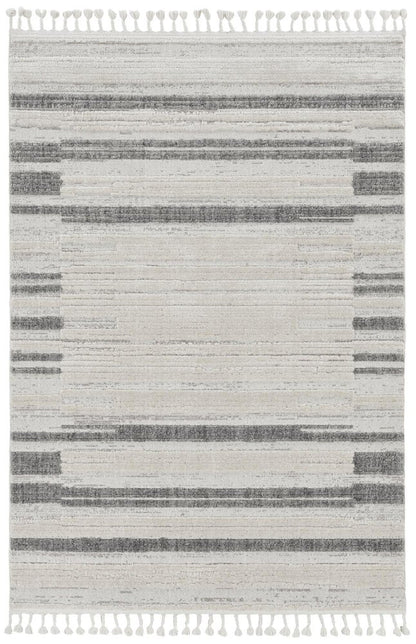8' Gray And Ivory Abstract Runner Rug